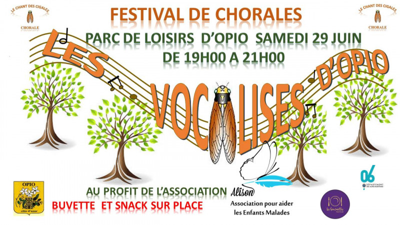 affiche du festival vocalises de la chorale d'Opio - Valbonne